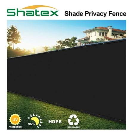 Black Fencing - Shatex Privacy Shade Fence Screen- 6ftx12ft Heavy Duty Shade Mesh Fencing with Lock Holes and Zip Ties- Quick Installation for Garden Yard/Construction Site/Deck/Balcony Pool,Black