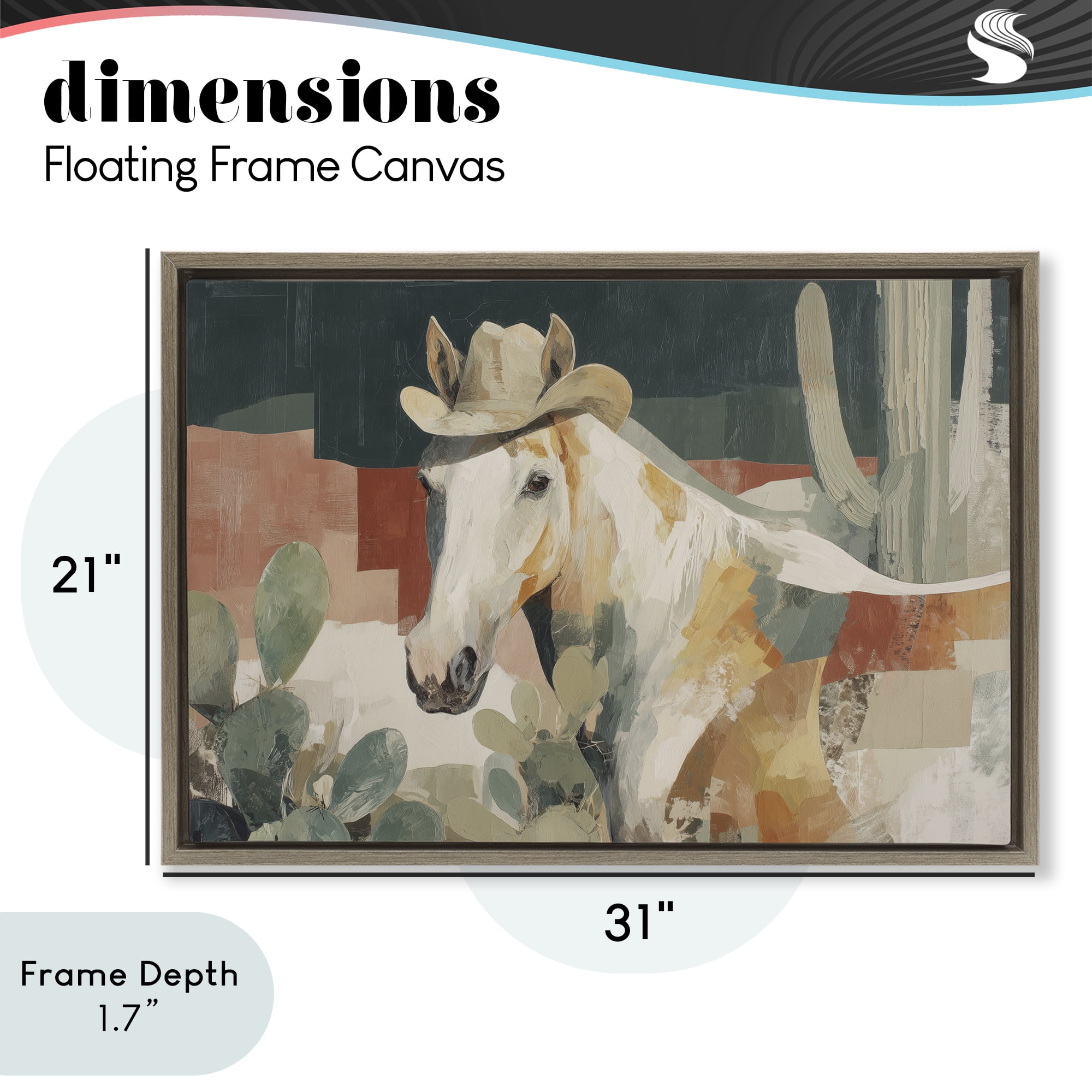 Stupell Industries Horse in Cowboy Hat Brown Framed Floater Canvas Wall Art, design by Chromatic Storm Studio