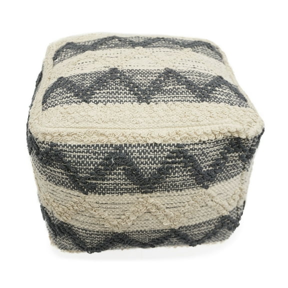 Home&Manor Wool Cotton Mariotti Cube Pouf