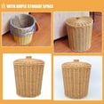 thumbnail image 3 of OUNONA Imitation  Wicker Trash Can with Lid Woven Waste Basket for Bathroom Office Bedroom Small Garbage Bin with Lid Stylish Trash Can for Home and Kitchen, 3 of 7