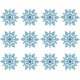 thumbnail image 1 of Juego de 12 adornos de copos de nieve azules de plástico con purpurina para decorar el árbol de Navidad en invierno., 1 of 7
