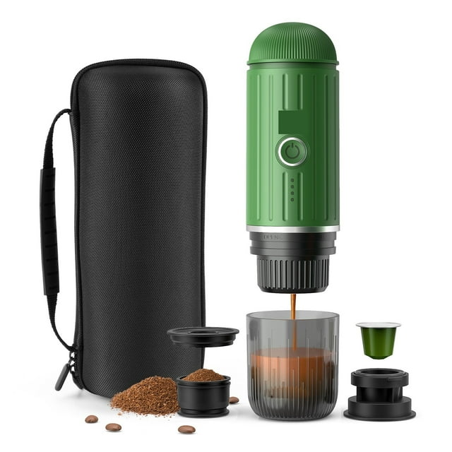 Heating Portable Coffee Machine Fit Capsule And Ground Travel Espresso Coffee Maker For Camping Office With Portable Bag ,Portable