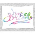 thumbnail image 1 of Sweet Dreams Tapestry, Colorful Motivational Quote in Watercolor Style Fantasy Happiness Youth Themes, Wall Hanging for Bedroom Living Room Dorm Decor, 60W X 40L Inches, Multicolor, by Ambesonne, 1 of 2