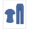 thumbnail image 3 of Women's Yogaflex Jogger Stretch Scrubs Uniform Set - Regular & Petite Sizes | V-Neck Multi-Pocket Top with Yoga Waist Joggers,Blue XL, 3 of 3