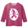 thumbnail image 3 of BRGZLK Kids 3/4 Sleeve Breast Cancer Shirts cute Pink Ribbon Print Pattern Round Neck Basics Pullover Top for Girls Pink 9-10 Years, 3 of 4