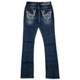 thumbnail image 3 of Grace in LA Women's Cactus Floral Embroidered Bootcut Stretch Jeans (25, Blue), 3 of 4