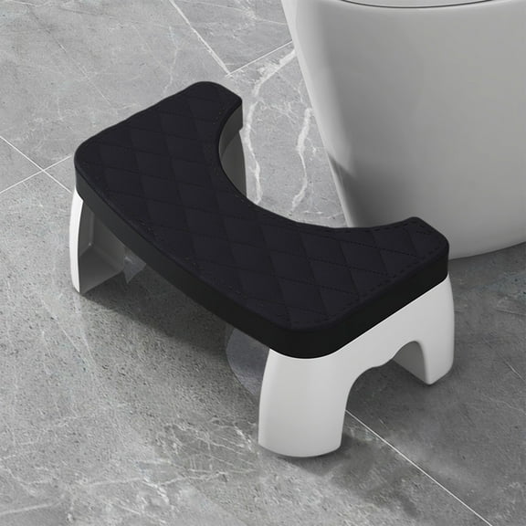 Soft Toilet Stool for Bathroom with Non-Slip Padded Footrest | Foldable Space-Saving Design for Adults | 1-Pack in White, Blue, or Gray