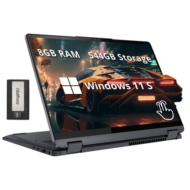 Lenovo IdeaPad Flex 5i 2-in-1 14 FHD+ Touchscreen Laptop, Intel i3-1215U, 8GB LPDDR4, 416GB Storage(256GB SSD +160GB Docking Station Set), Backlit Keyboard, Fingerprint Reader, Win 11 S, Storm Grey