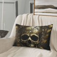 thumbnail image 5 of Honeii Vintage Gold Leaf Skull Decorative Throw Pillow Case - Elevate Your Couch, Sofa, or Bed with Stylish Home Decor, Perfect Gift Idea-16"x24", 5 of 6