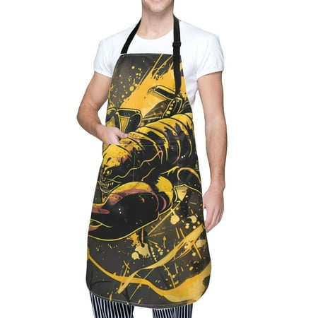 

Kdxio Urban Graffiti Scorpion Illustration Apron with Pockets Adjustable Kitchen Aprons for Men Women Waterproof Aprons for Cooking Drawing Crafting Baking Household Cleaning