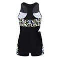 thumbnail image 4 of inlzdz Kids Girls Stylish Print Patchwork Jumpsuit Sleeveless Cutout Bodysuit for Sports Exercise Gray 10, 4 of 6