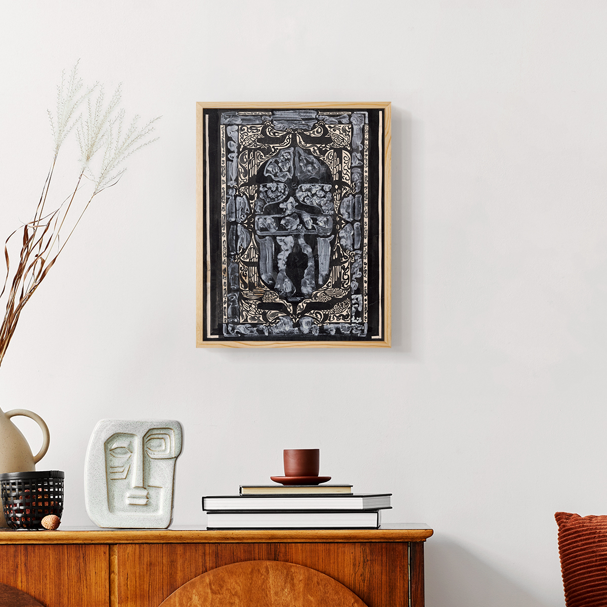 Vintage Abstract Print CXXVI - 10in. x 8in. Vintage Framed Print in Natural Wood Frame