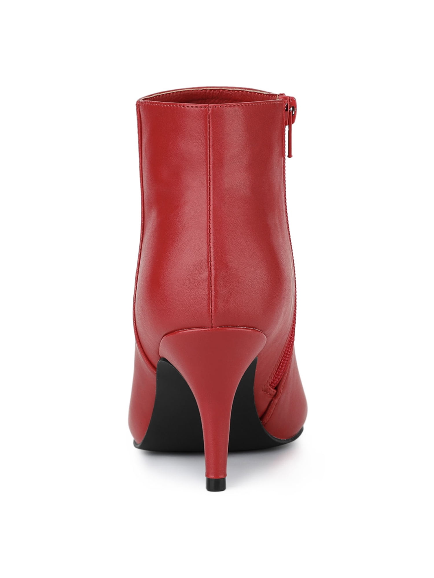 DARING DIVA Women's Pointed Toe Zipper Stiletto Heel Ankle Wrap Boots Red 10