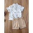 thumbnail image 4 of Coduop Kids Baby Boys Clothes Seagull Print Button Short-Sleeved Shirt Tops Casual Breeches Outfits, 4 of 7