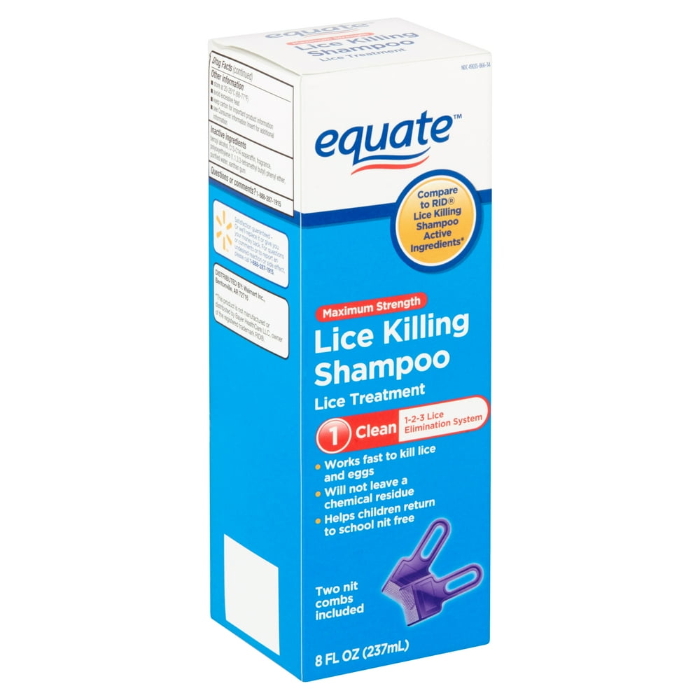 Equate Lice Killing Shampoo; Step 1 Lice Treatment For Kids and Adults