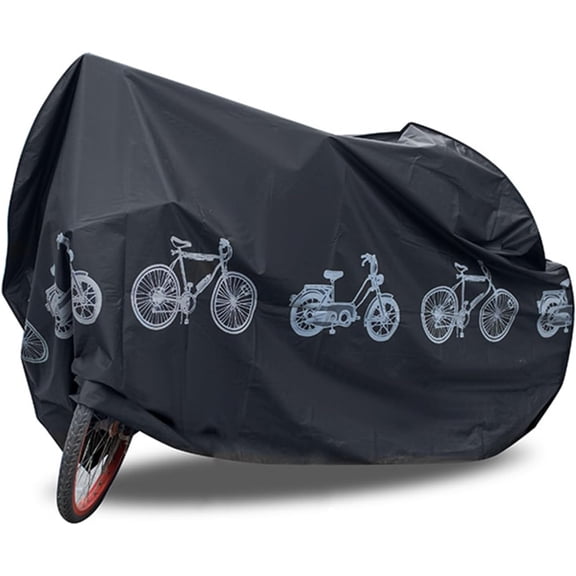 Black Waterproof Bike Cover for 1 or 2 Bicycles, Outdoor Indoor Bicycle Protector, Rain Sun UV Snow Wind Resistant Bike Storage Cover
