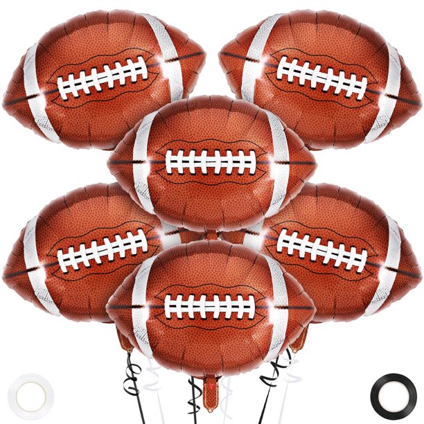 Globos de fútbol YOTHORN de 27 cm de aluminio para fiesta del Super Bowl, 6 unidades