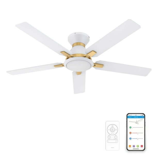 Smaair 52" Flush Mount Smart Ceiling Fan with LED Light Kit & Remote