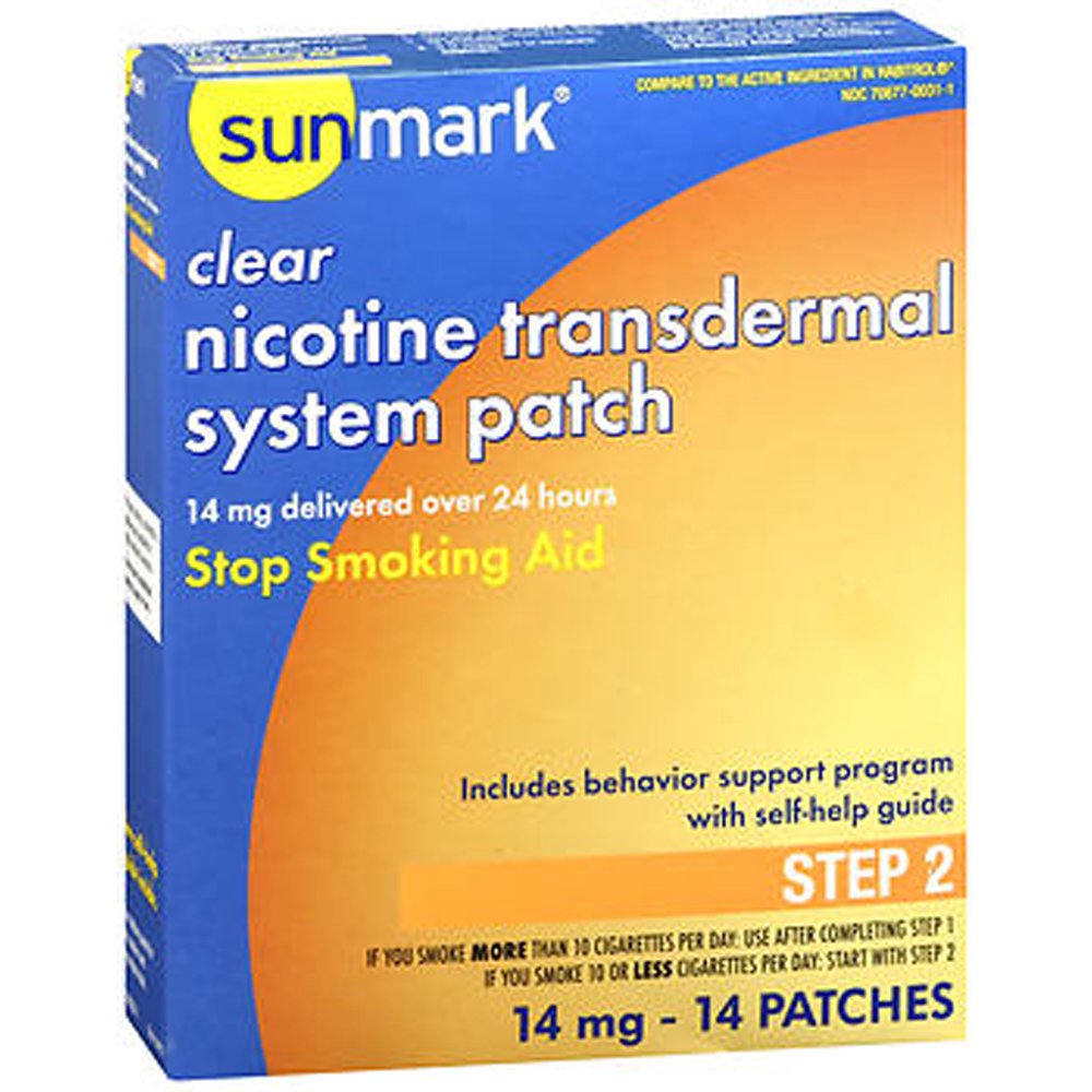 Sunmark Nicotine Transdermal System Step 2 14 mg Patches 14 ct