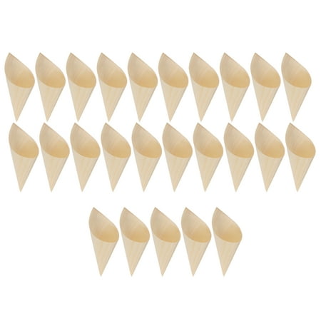 

25pcs Disposable Wood Appetizer Cones Ice Cream Cups for Party Foods Snacks Nibbles (12*9cm)