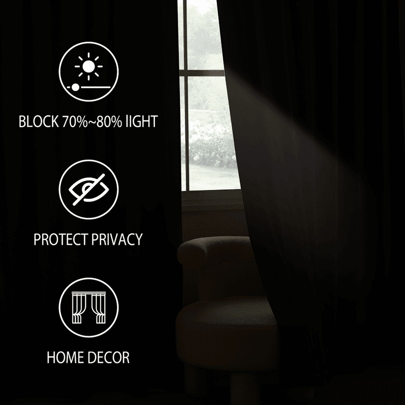 NICETOWN Black Velvet Curtains for Bedroom, Blackout Velvet Curtains Thermal Insulated Sun Light Blocking Drapes Retro Back Tab Soft Velvet Drapes, 52"x108", 2 Panels