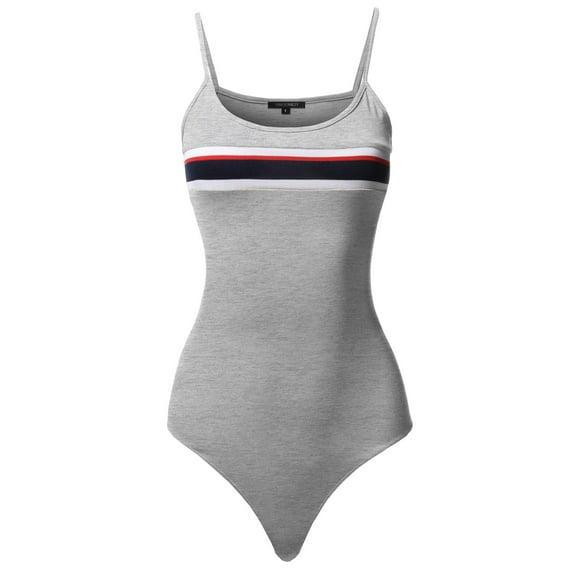 FashionOutfit Women's Casual Chest Stripe Detail Camisole Bodysuit