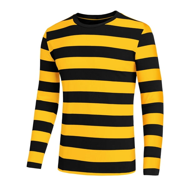 Unique Bargains - Men Casual Pullover Basic Striped Print Crew Neck