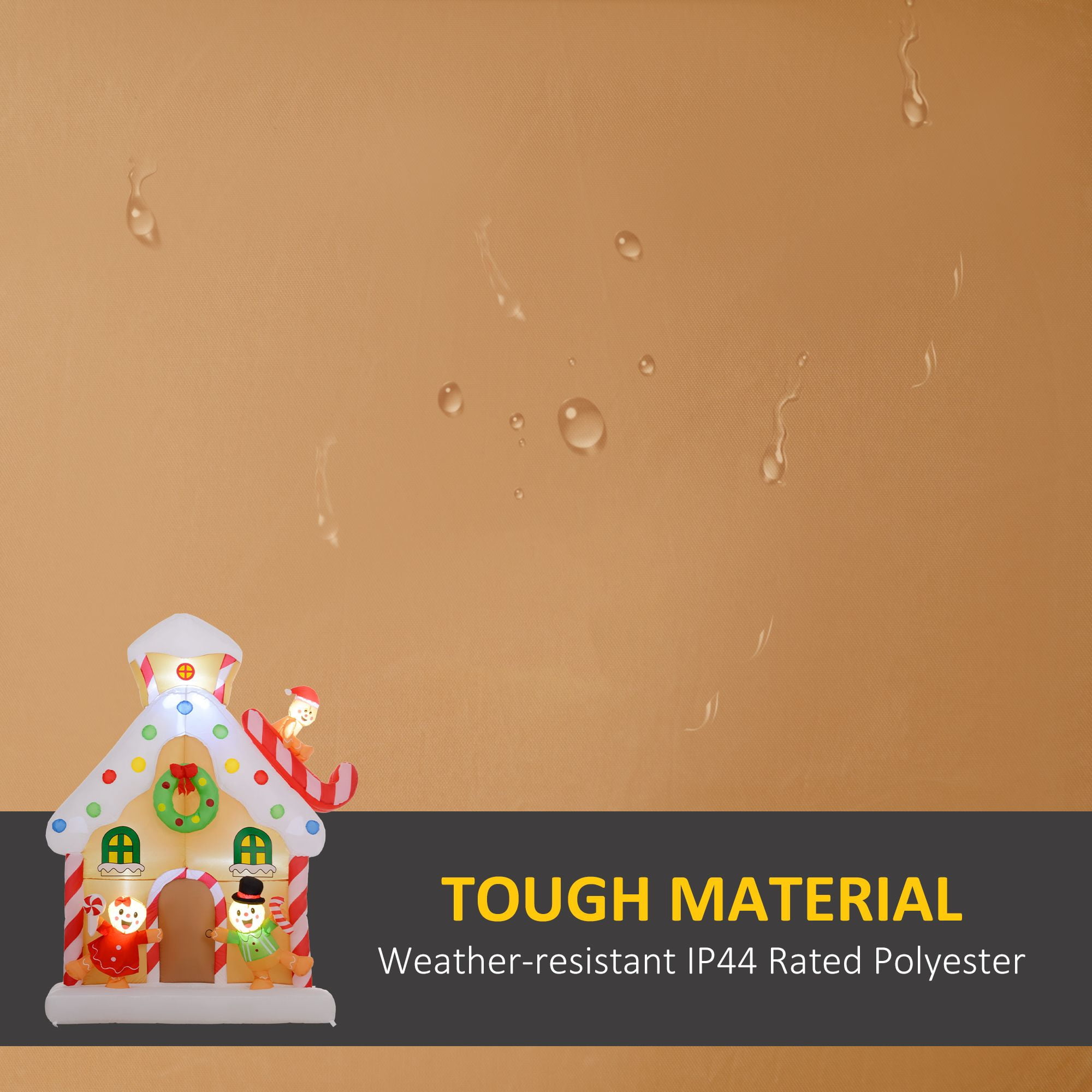 7 ft Inflatable Gingerbread House Christmas Decoration with Built-in White LED Lights for Indoor and Outdoor Yard