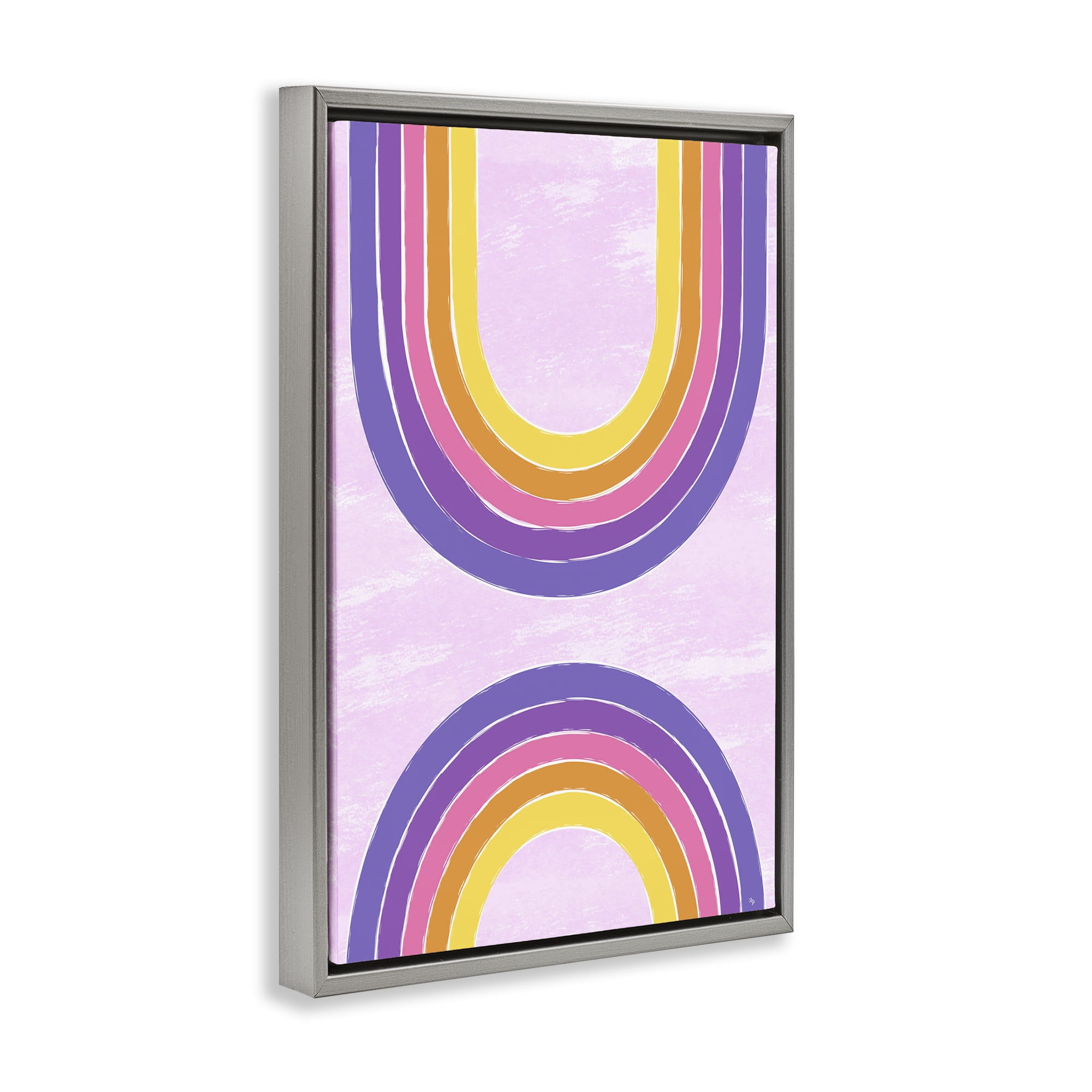 Stupell Industries Purple Rainbow Arches Landscape Painting Gray Floater Framed Art Print Wall Art, 17 x 25