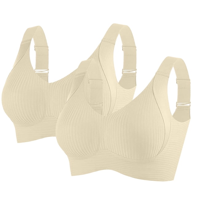 WZXFASHION Sports Bras For Women Comfortable Ribbed Wireless Bralettes Adjustable Padded Everyday Bra 2PC Bra White M