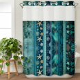 thumbnail image 3 of Teal Starfish Coastal No Hook Shower Curtain with Snap in Liner, Waterproof Fabric Shower Curtains, Nautical Coral Shell Ocean Summer Beach Shower Curtain Set Top See Through for Bathroom 72"x84", 3 of 8