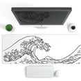 thumbnail image 2 of Gaming Mouse Pad with Stitched Edges, Japanese Wave White Mouse Pad, Extended XL Mousepad with Anti-Slip Base, Cool Large Mouse Pad for Desk, 31.5 x 11.8 in, White, 2 of 6