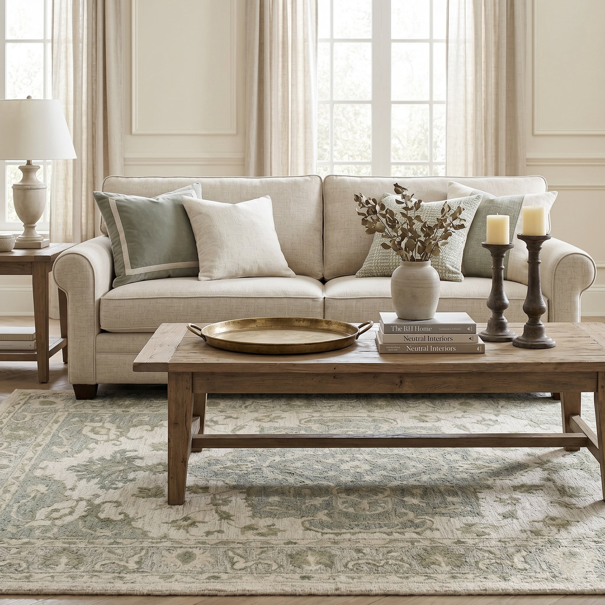 Ox Bay Epoch 5' x 7'9" Green/Ivory Medallion Hand-Tufted Wool Blend Indoor Area Rug