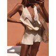 thumbnail image 5 of Women'S 2 Piece Outfits Deep V Neck Sleeveless Tank Tops and Shorts Summer Vacation Sets Rice M, 5 of 7