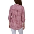 thumbnail image 3 of NY Collection Women's 3/4 Sleeve Roll Tab Y Neck Top, 3 of 4