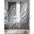 thumbnail image 5 of Black Grey Ombre Semi Sheer Window Curtains 84 Inches Long, Modern Geometric Abstract Aesthetic Cream Rod Pocket Voile Silky Chiffon Curtain Light Filtering Drapes for Living Room, 52"x84", 2 Panels, 5 of 9