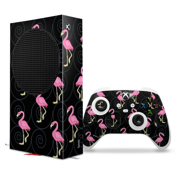 WraptorSkinz Skin Wrap compatible with the 2020 XBOX Series S Console and Controller Flamingos on Black (XBOX NOT INCLUDED)