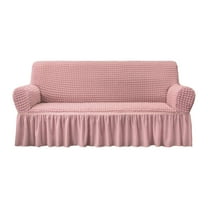 NICEEC Sofa Slipcover Pink Sofa Cover 1 Piece Easy Fitted Sofa Couch Covers Universal High Stretch Durable Furniture Protector with Skirt Country Style (3 Seater Pink)