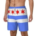 thumbnail image 5 of Mens Chicago Flag Style Swimming Trunks with Compression Liner Beach Quick Dry Swim Shorts, 5 of 6