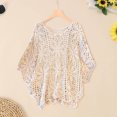 thumbnail image 2 of DHFJKG Women Swimsuit Coverup Tunic Top Boho Crochet Sexy Hallow Out Batwing Short Sleeve Loose Fit Beach Cover Ups Summer Vacation Clothes, 2 of 4