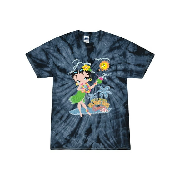 Wild Bobby Betty Boop Island Girl Paradise Betty Boop Tie-Dye T-Shirt, Spider Navy, Medium