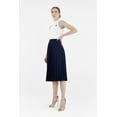 thumbnail image 4 of Navy Pleated Skirt High Waist Elastic Waist Band Midi Skirt, 4 of 5