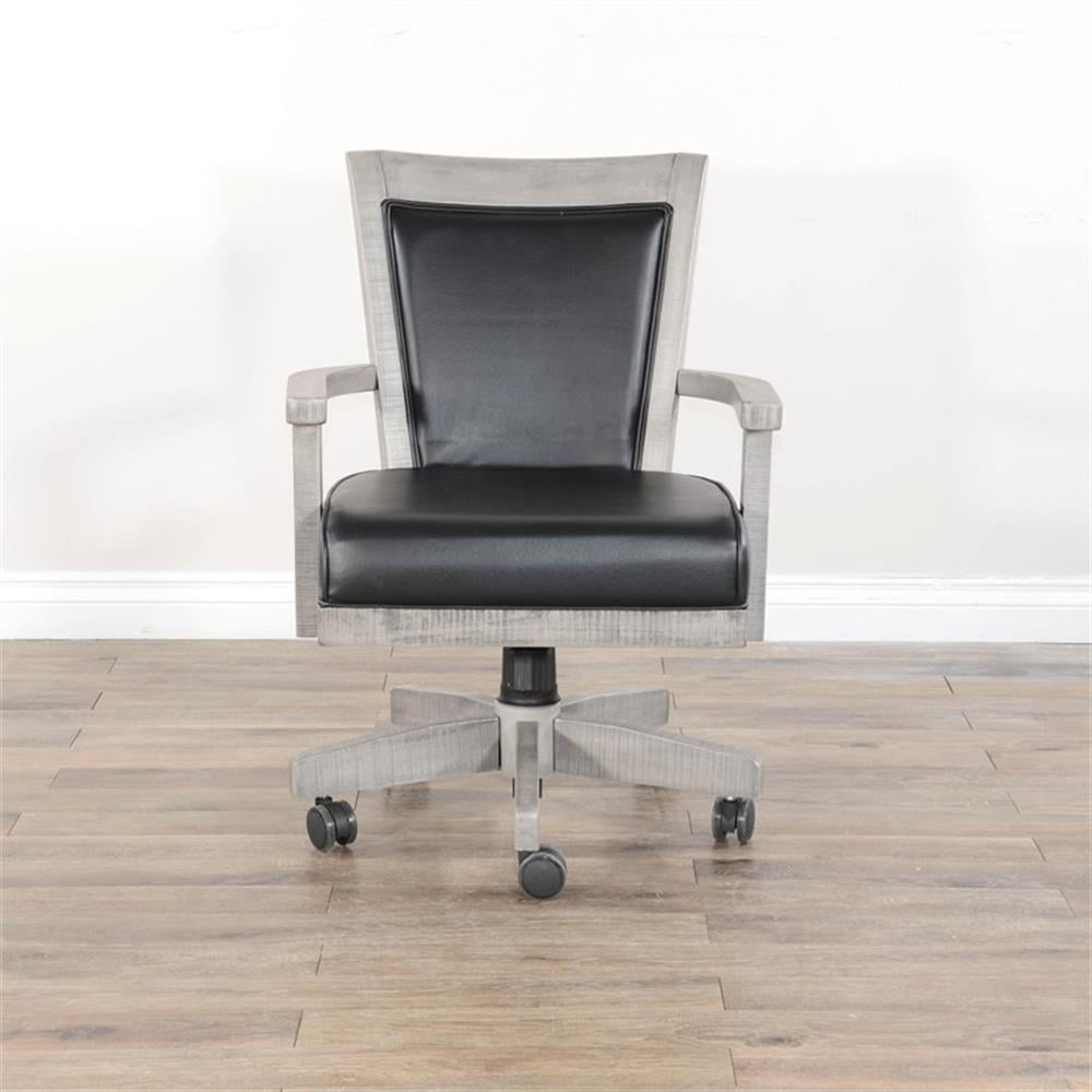 Sunny Designs Wood Game Chairs with Casters and Cushion Seat in Alpine Gray