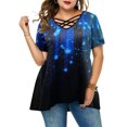 thumbnail image 3 of Enwejyy Women's Casual Floral Print Short Sleeve Criss-Cross T-Shirt Blouse Tops Plus Size, 3 of 4