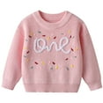 thumbnail image 1 of Chandail pour Bébé à Manches Longues, Col Ras du Cou, Chandail Imprimé Rose, Chandail Chaud, Tenues d'Automne pour Bébé Fille, Petit Chandail pour Fille 5-6 Ans, 1 of 7