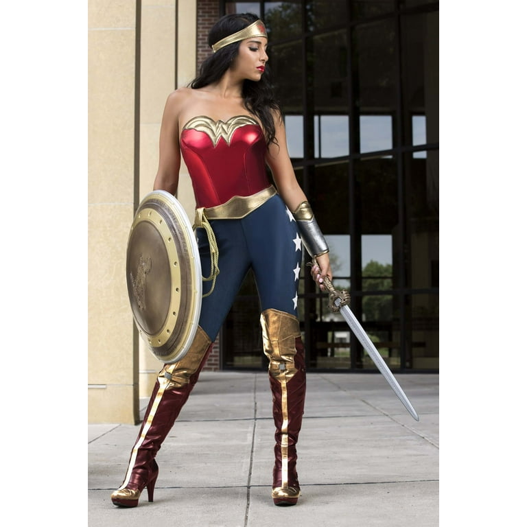  Rubie's Women's DC Comics Wonder Woman Corset Costume,  Red/White/Blue, Large : Clothing, Shoes & Jewelry