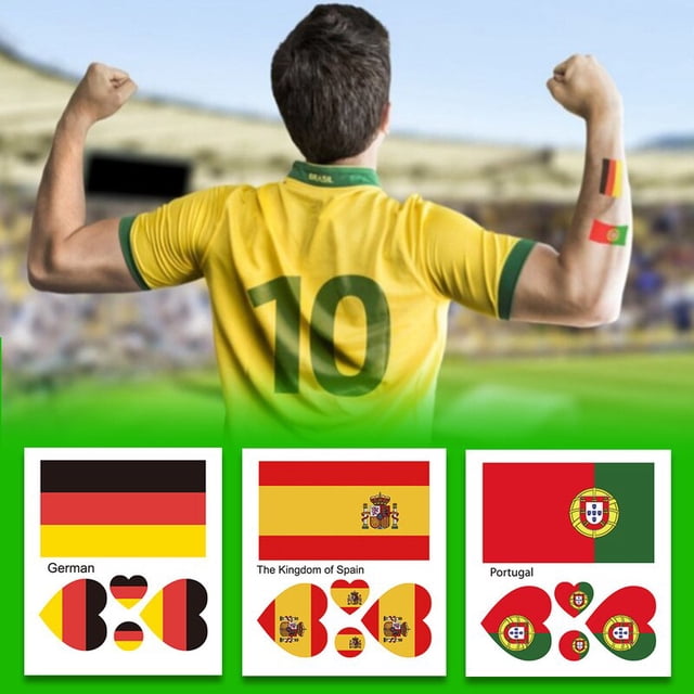 Flag Temporary Tattoo Face Arm Art Men Women Fake Tattoo World Brazil Russia America Football Game Tattoos heqiyong LED