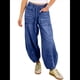 thumbnail image 1 of Pantalones Vaqueros Holgados de Cintura Alta con Cordón Elástico para Mujer Azul Profundo L, 1 of 7