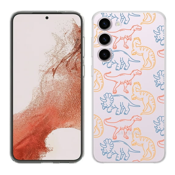 TalkingCase Slim Phone Case Compatible for Samsung Galaxy S23 2023, Dinosaur 9 Print, w/ Tempered Glass Screen Protector, Lightweight, Flexible, Print in USA