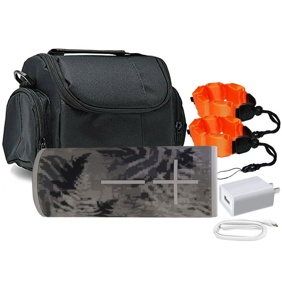 Ultimate Ears BOOM 3 Portable Wireless Waterproof Bluetooth Speaker (Jungle Grey) + USB Adpater Plug + Case + 2x Floating Foam Strap